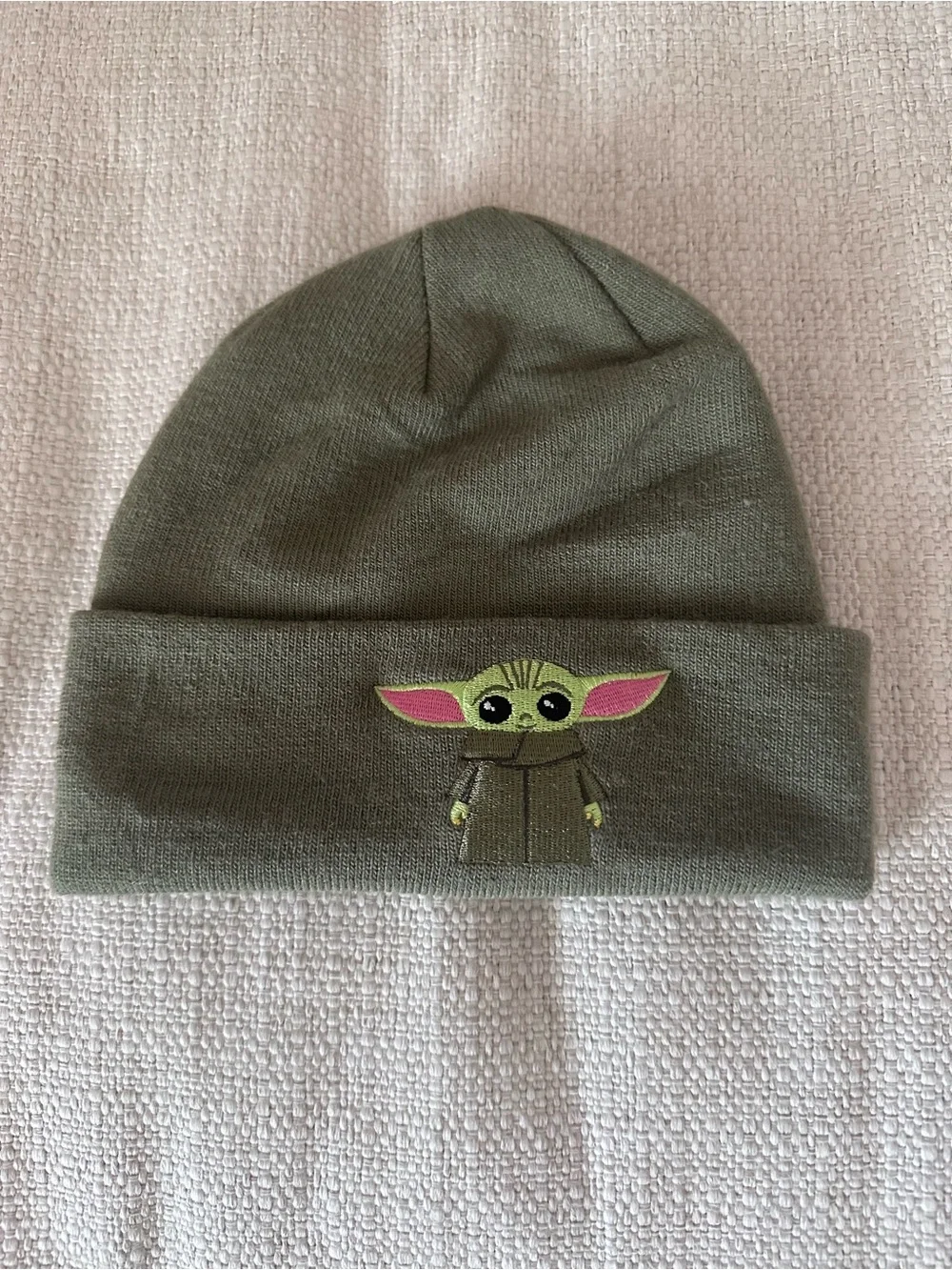 Star Wars Olive Green Beanie Hat with Grogu Embroidery